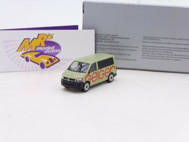 Herpa 944892 # Volkswagen VW T6 Bus hellgrün-rot " Geiger Bau " 1:87