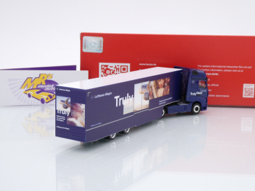 Preview: Herpa 317054 # Mercedes-Benz Actros Gigaspace Koffer-Sattelzug " Lufthansa / Truly Yours " 1:87