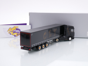 Preview: Herpa 945189 # Scania CR 20 HD Gardinenplanen-Sattelzug schwarz " CLT " 1:87