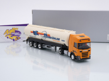 Preview: Herpa 953948 # Scania CR 20 HD STR Saugsilo-Sattelzug " Steinkühler " 1:87