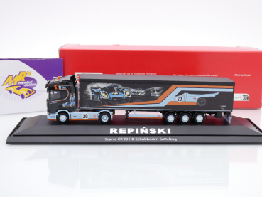 Preview: Herpa 122283 # Scania CR 20 HD Schubboden-Sattelzug " GULF / Le Mans / Repinski " 1:87