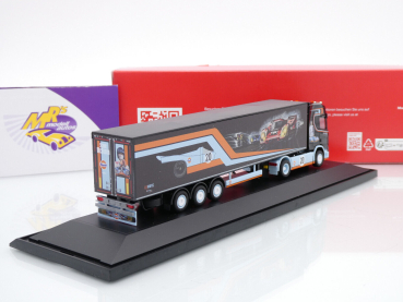 Preview: Herpa 122283 # Scania CR 20 HD Schubboden-Sattelzug " GULF / Le Mans / Repinski " 1:87