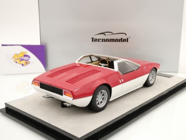 Preview: Tecnomodel TM18-269A # De Tomaso Mangusta Spyder Baujahr 1966 " rot-weiß " 1:18