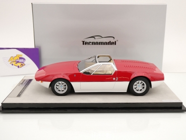 Preview: Tecnomodel TM18-269A # De Tomaso Mangusta Spyder Baujahr 1966 " rot-weiß " 1:18