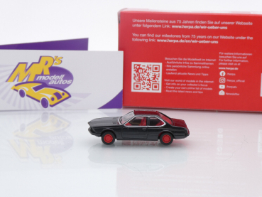 Preview: Herpa 956512 # BMW 6er E24 Baujahr 1975 schwarz-rot " 75 Jahre Herpa " 1:87