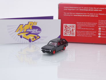 Herpa 956529 # Opel Ascona Voyage Baujahr 1971 schwarz-rot " 75 Jahre Herpa " 1:87