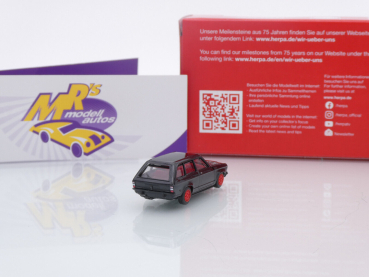 Preview: Herpa 956529 # Opel Ascona Voyage Baujahr 1971 schwarz-rot " 75 Jahre Herpa " 1:87