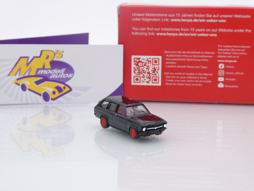 Preview: Herpa 956529 # Opel Ascona Voyage Baujahr 1971 schwarz-rot " 75 Jahre Herpa " 1:87