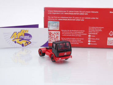 Preview: Herpa 956581 # Mercedes-Benz NG80 Zugmaschine Baujahr 1980 schwarz-rot " 75 Jahre Herpa " 1:87