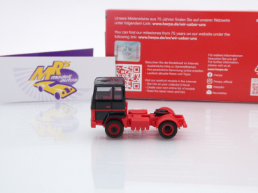 Preview: Herpa 956574 # Ford Transcontinental Zugmaschine Baujahr 1975 schwarz-rot " 75 Jahre Herpa " 1:87
