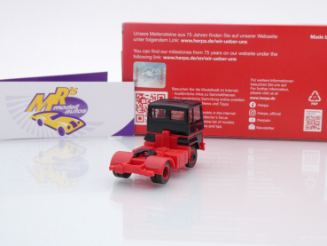 Preview: Herpa 956574 # Ford Transcontinental Zugmaschine Baujahr 1975 schwarz-rot " 75 Jahre Herpa " 1:87