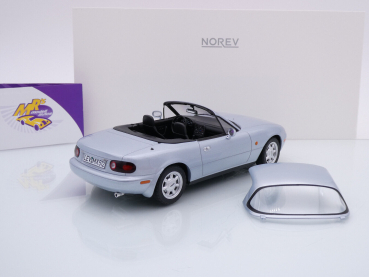 Preview: Norev 188023 # Mazda MX-5 Cabriolet Baujahr 1991 " silbermetallic " 1:18