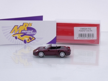 Preview: Herpa 038928-002 # Porsche 911 Turbo Cabriolet Baujahr 2015 " rubinrotmetallic " 1:87