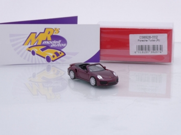 Preview: Herpa 038928-002 # Porsche 911 Turbo Cabriolet Baujahr 2015 " rubinrotmetallic " 1:87