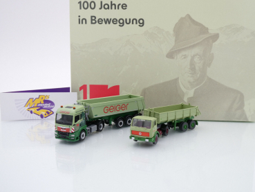 Herpa / Wiking 956000 # 2er Set MAN TGS / MB Sattelzug " 100 Jahre in Bewegung Geiger " 1:87