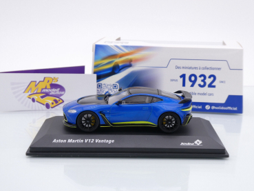 Preview: Solido S4314103 # Aston Martin V12 Vantage Baujahr 2022 " blaumetallic-neongelb " 1:43