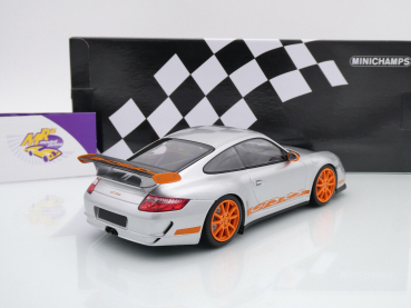 Preview: Minichamps 155062120 # Porsche 911 (997) GT3 RS Baujahr 2007 " silbermetallic-orange " 1:18