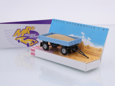 Preview: Busch 53016 # IFA HW 60 Anhänger mit Sandladung Baujahr 1967 " hellblau-schwarz " 1:87