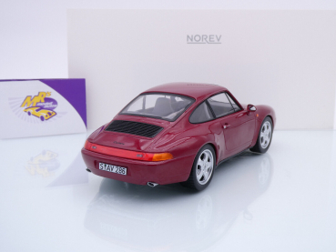 Preview: Norev 187597 # Porsche 911 Carrera Baujahr 1994 " dunkelrotmetallic " 1:18 Limited Edition