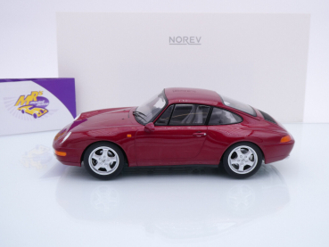 Preview: Norev 187597 # Porsche 911 Carrera Baujahr 1994 " dunkelrotmetallic " 1:18 Limited Edition