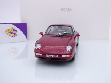 Preview: Norev 187597 # Porsche 911 Carrera Baujahr 1994 " dunkelrotmetallic " 1:18 Limited Edition