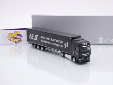 Preview: Herpa 955645 # MAN TGX GX Megatrailer Koffer(Lowliner)-Sattelzug " I.L.S. / Rock' N' Roll " 1:87