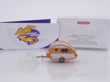 Preview: Wiking 0092 37 # Wohnwagen (T@B) 1-achs " Mexican Sunset / orange-silber " 1:87