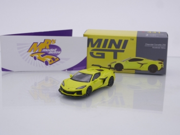 TSM MINI GT MGT00441-L # Chevrolet Corvette Z06 2023 LHD " gelb (Accelerate Yellow) " 1:64