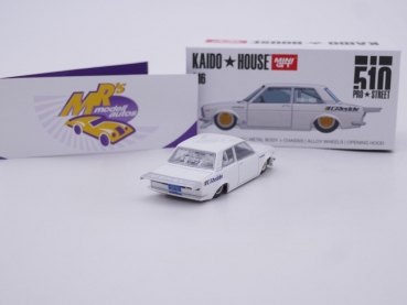Preview: TSM MINI GT KHMG016 # Datsun 510 Pro Street LHD " perlweiß " GReddy " 1:64