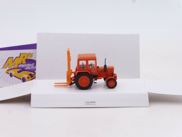 Preview: Busch 51313 # Belarus MTS-80 mit Hecklift TVE 3200 Baujahr 1990 " orange " 1:87