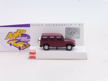 Preview: Busch 51471 # Mercedes Benz G-Klasse mit Frontramme Baujahr 1990 " weinrot " 1:87