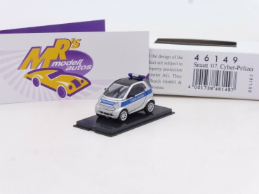 Busch 46149 # Smart Fortwo Einsatzfahrzeug Baujahr 2007 " Cyber-Polizei " 1:87
