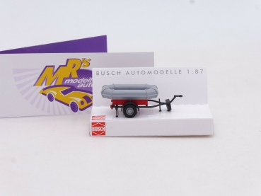 Preview: Busch 59969 # Feuerwehranhänger mit Schlauchboot " grau-rot-schwarz " 1:87
