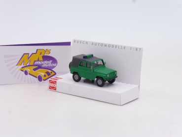 Busch 52101 # UAZ 469 mit Dach Baujahr 1972 grün-grau " Bundesgrenzschutz " 1:87