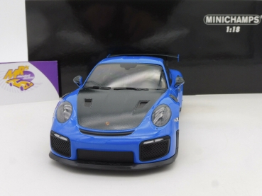 Preview: Minichamps 155068302 # Porsche 911 GT2RS (991.2) Weissach Package Baujahr 2018 " blau-carbon " 1:18