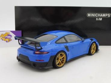Preview: Minichamps 155068302 # Porsche 911 GT2RS (991.2) Weissach Package Baujahr 2018 " blau-carbon " 1:18