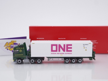 Herpa 315531 # Volvo FH GL 6x2 Container-Seitenlader grün-weiß-pink " Ancotrans / ONE (Ocean Network Express) " 1:87