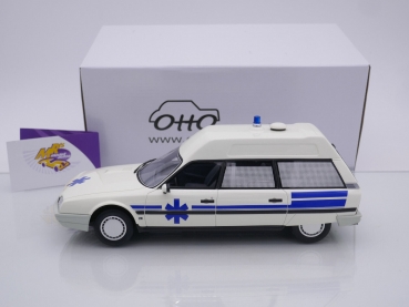 Preview: Ottomobile OT367 # Citroën CX Break Ambulance Baujahr 1987 weiß-blau " Quasar Heuliez " 1:18