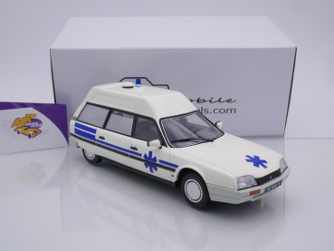 Preview: Ottomobile OT367 # Citroën CX Break Ambulance Baujahr 1987 weiß-blau " Quasar Heuliez " 1:18