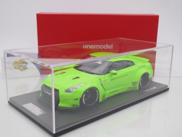Preview: Onemodel 8 # Nissan GT-R R35 Duck Wing Baujahr 2008 " Liberty Walk Performance - Fluorescent Neon Green " 1:18 Nur 30 Stück !!