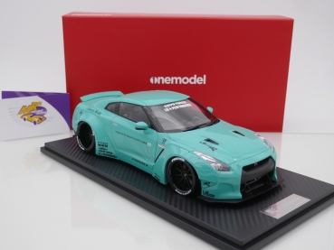 Preview: Onemodel 9 # Nissan GT-R R35 Duck Wing Baujahr 2008 " Liberty Walk Performance - Tiffany Blue " 1:18 Nur 30 Stück !!