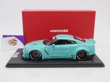 Preview: Onemodel 9 # Nissan GT-R R35 Duck Wing Baujahr 2008 " Liberty Walk Performance - Tiffany Blue " 1:18 Nur 30 Stück !!