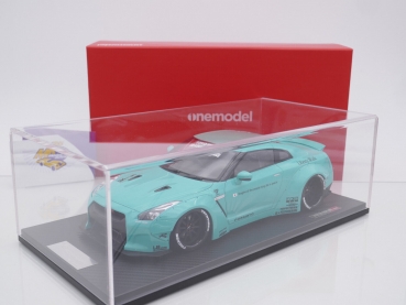 Preview: Onemodel 9 # Nissan GT-R R35 Duck Wing Baujahr 2008 " Liberty Walk Performance - Tiffany Blue " 1:18 Nur 30 Stück !!