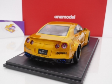 Preview: Onemodel 13 # Nissan GT-R R35 Duck Wing Baujahr 2008 " Liberty Walk Performance - Transparent Gold Metallic " 1:18 Nur 30 Stück !!