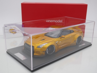 Preview: Onemodel 13 # Nissan GT-R R35 Duck Wing Baujahr 2008 " Liberty Walk Performance - Transparent Gold Metallic " 1:18 Nur 30 Stück !!