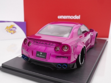 Preview: Onemodel 14 # Nissan GT-R R35 Duck Wing Baujahr 2008 " Liberty Walk Performance - Transparent Pink Metallic " 1:18 Nur 30 Stück !!