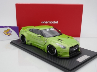 Onemodel 16 # Nissan GT-R R35 Duck Wing Baujahr 2008 " Liberty Walk Performance - Transparent Apple Green Metallic " 1:18 Nur 30 Stück !!