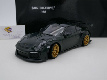 Minichamps 155068306 # Porsche 911 GT2 RS (991.2) Weissach Package Baujahr 2018 " dunkelgrün-carbon " 1:18