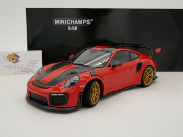Minichamps 155068305 # Porsche 911 GT2 RS (991.2) Weissach Package Baujahr 2018 " lavaorange-carbon " 1:18