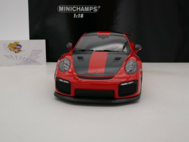 Preview: Minichamps 155068305 # Porsche 911 GT2 RS (991.2) Weissach Package Baujahr 2018 " lavaorange-carbon " 1:18